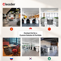 Poste de travail de direction de luxe avec cloison de bureau et écran en verre premium, design avec accent de cadre doré