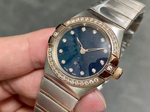 Montres mécaniques pour femmes élégantes et tendance, à la mode, avec cadran bleu et lunette sertie de diamants, design vintage - Product Image 3