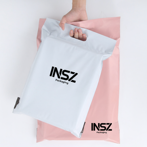 Custom Printed Logo Pink Plastic PE Mailer Envelope Handle Durable Poly Material Shipping Couriers Flyers Bag With Handle