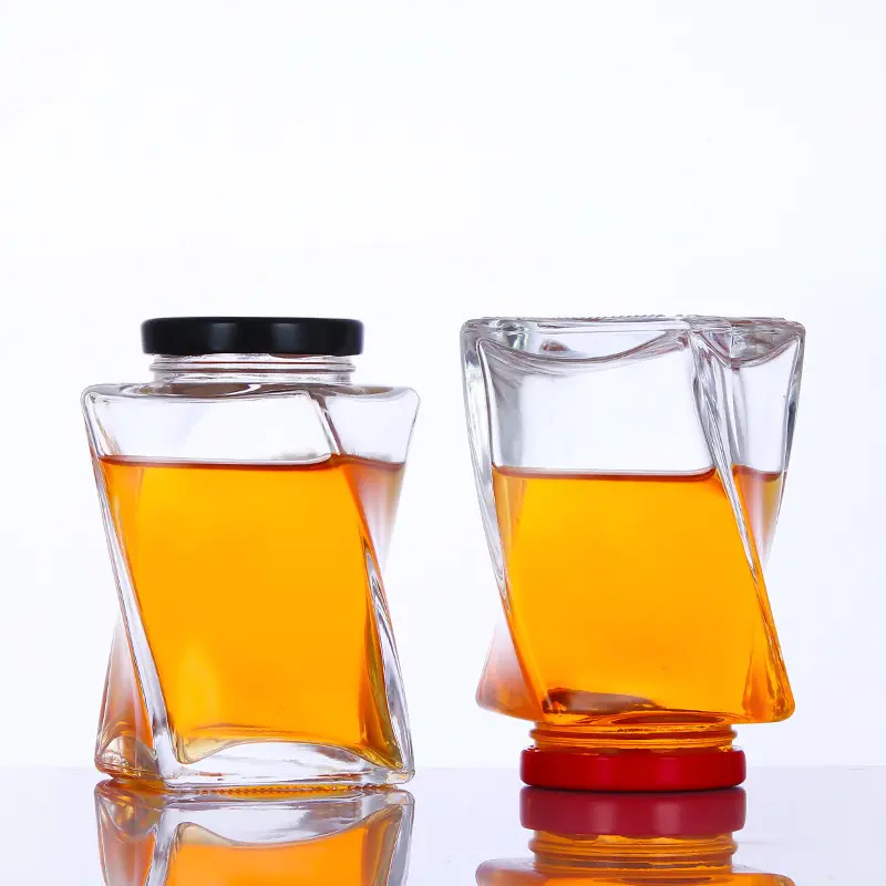 メーカーカスタマイズされたユニークな食品ガラスピクルスボトル蜂蜜ジャム瓶