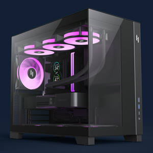 Boîtier PC Gaming XERON C33 Sea View M-ATX compact avec design à branchement arrière, panneau latéral en verre transparent sans colonne et fixation rapide du processeur - Product Image 5