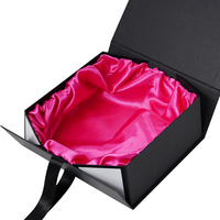 Boîte magnétique pliable en gros avec ruban et insert en soie satinée, emballage de luxe pour extensions capillaires et vêtements, conception gratuite
