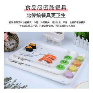 Melamine Serving Tray Rectangular Flowers Pattern For Tea Coffee Household Use - Product Image 4