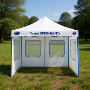 Tente de fête blanche PE avec 2 parois latérales zippées, modèle D0100HE7FDV, type étendu, ouverture rapide automatique, tente d'été - Product Image 2