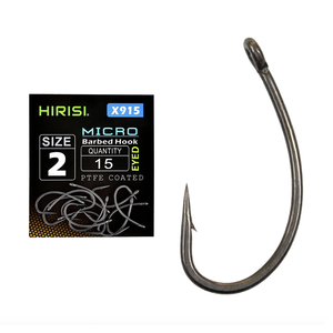 Hameçons de pêche à la carpe <span class=keywords><strong>Hirisi</strong></span> avec oeil Micro barbe hameçons de pêche en acier à haute teneur en carbone revêtus de PTFE X915 - Product Image 1