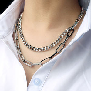 Nuevo diseño oro plata doble cadena collar hombre o mujer con trenzado colorido collares joyería regalos <span class=keywords><strong>2025</strong></span> - Product Image 5