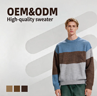 Ensemble pull décontracté coréen personnalisé pour homme – Tendance automne, motif à pois ample, tricoté en polyester, couleur chinée, anti-boulochage