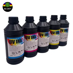 XP600 UV Led Curable Ink Soft/hard Uv Ink CMYKW For Uv Printer Plastic Glass Metal Pvc Printing