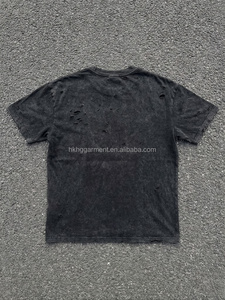 เสื้อยืดผู้ชายสไตล์วินเทจขาดๆ รุ่ยๆ ทรงโอเวอร์ไซส์ ผ้าฝ้ายสีขาวฟอก ลุคกรันจ์ สตรีทแวร์ ทรงบ็อกซี่ - Product Image 2