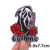 Patch Bordir Tempel Kain Motif Hati Api, Aplikasi Huruf Punk, DIY untuk Perbaikan Pakaian, Terlaris
