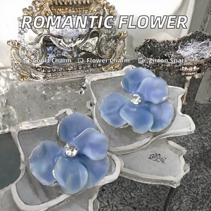Boucles d'oreilles florales vintage en alliage de zircon bleu pour femmes, bijoux cadeau VIOLET - Product Image 2