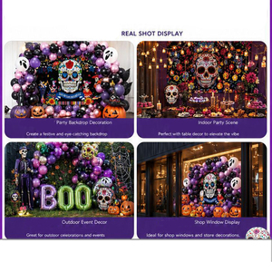 Set de Globos de Halloween al por Mayor, Globos de Látex con Diseño de Calavera, Decoración para Fiestas del Día de los Muertos, Tamaños Variados - Product Image 3