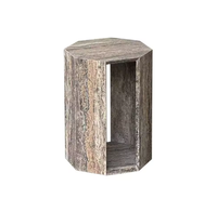 Pierre de travertin naturelle de qualité supérieure avec rangement creux pour table d'appoint octogonale