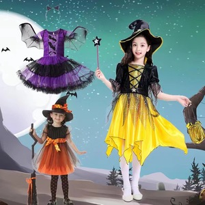 Disfraz de Bruja para Niñas Yiku, Vestido de Cosplay de Halloween con Sombrero y Varita - Product Image 1