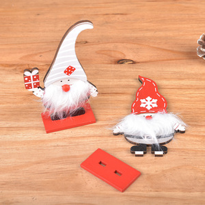 Wooden Painted Santa Claus Figurine Red And Gray <b>Hat</b> Indoor Christmas Decoration For Home Or Window <b>Display</b> - Product Image 4