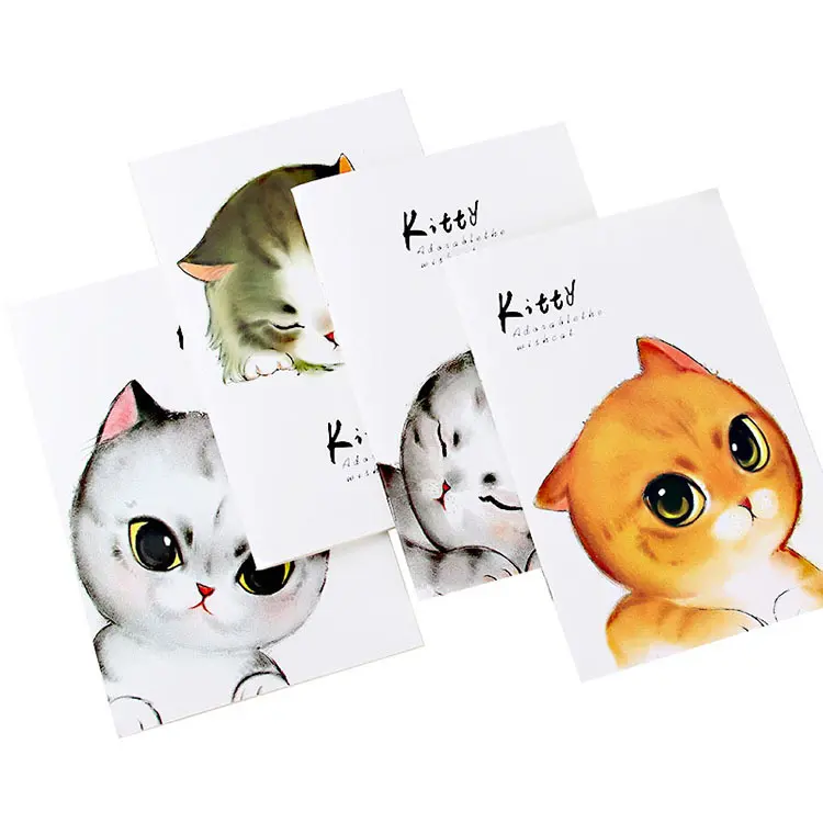 Cheap custom logo printed cat design A4 notebooks school student A5 size exercise note books