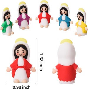 Pafu 5 pièces PVC Cadeaux religieux classiques, décorations pour œufs de Pâques, faveurs de baptême, souvenirs, figurines miniatures de la Vierge Marie - Product Image 2