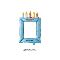 Cadre photo Joyeux Anniversaire en forme de ballon, ballon cadre photo selfie pour fête d'anniversaire, accessoire de photomaton, certifié BSCI