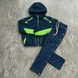 Custom Graphic <strong>Waterproof</strong> Windbreaker Hooded <strong>Jacket</strong> <strong>and</strong> Snap Button Pants Casual Athletic Streetwear Men's Retro Tracksuit <strong>Set</strong> - Product Image 2