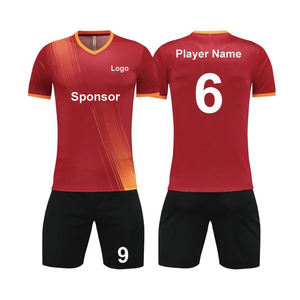 Conjunto de camiseta de fútbol con logo personalizado, traje de fútbol con cuello en V para hombre, de secado rápido, transpirable, de alta calidad, para entrenamiento de equipo. - Product Image 4
