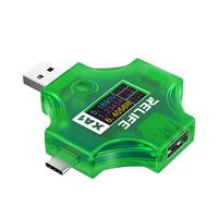 Relife XA1 Ampèremètre portable Testeur de courant de tension 2-en-1 USB Type-C PD Voltmètre numérique pour réparation de téléphone portable Type-A Type-C