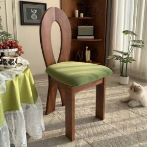 Silla de Comedor de Madera de Fresno Sólida de Estilo Retro Francés, Silla Moderna de Mediados de Siglo con Respaldo Tapizado, Silla de Lujo de Alta Calidad para Comedor y Hogar - Product Image 2