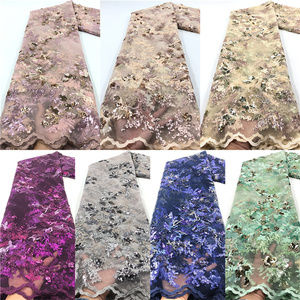 Thấp <span class=keywords><strong>moq</strong></span> sequin ren vải 5 yards Tím long lanh ren vải Sequins thêu vải cho bên váy - Product Image 2