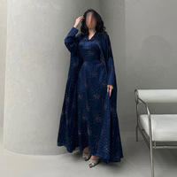 Robe abaya élégante et simple à pois scintillants, col en V, manches longues, cape douce, flux, confort facile à porter, couverture bohème