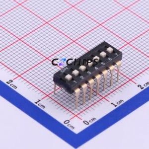 ES-07KP DIP Switch Through hole Component (THT) Switch Flat Toggle, Raised Type Single Pole Single Throw 7 2.54mm - Product Image 1