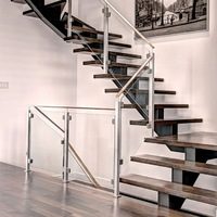 Fabricant chinois de rampes d'escalier métalliques flottantes pour escaliers intérieurs droits centraux en petits espaces