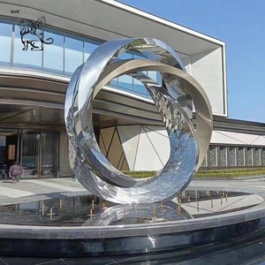 Sculpture abstraite en acier inoxydable, grande statue ronde en métal pour la décoration de jardins, centres commerciaux et <span class=keywords><strong>parcs</strong></span>, taille personnalisée BLVE - Product Image 1