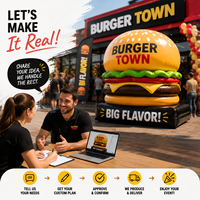 Moule à hamburger gonflable géant personnalisé, avec base en PVC imperméable, adapté aux restaurants de restauration rapide et aux festivals culinaires
