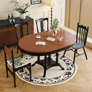 <span class=keywords><strong>Tavolo</strong></span> da Pranzo <span class=keywords><strong>Rotondo</strong></span> Pieghevole in <span class=keywords><strong>Legno</strong></span> Massello Stile Francese Vintage, Design Moderno Mid-century, Compatto ed Estensibile per Case Piccole, Doppio Uso - Product Image 4