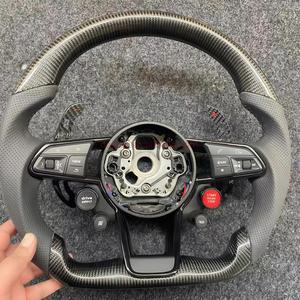 Volant à quatre boutons personnalisé en cuir de fibre de carbone pour <span class=keywords><strong>Audi</strong></span> A1 A3 A4 A5 A6 A7 RS R8 RS3 C7 <span class=keywords><strong>Q5</strong></span> Q7 S3 S5 8V B9 S4 Q3 Q8 TT - Product Image 1