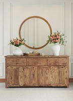 Ensemble de meubles pour hôtel Bali WabiSabi, lit à baldaquin en teck massif, armoire, coiffeuse, chaise de salle à manger pour projet personnalisé