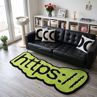 Tapis de sol vert moderne à lettrage, lavable, tufté, sur mesure, avec typographie personnalisée, pour revêtements de sol esthétiques