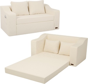 <span class=keywords><strong>Canapé</strong></span>-<span class=keywords><strong>lit</strong></span> convertible 3-en-1 sans structure, design moderne pour salon, pliable en trois parties, avec poches latérales, poignée et <span class=keywords><strong>2</strong></span> oreillers inclus - Product Image 1