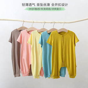Pyjama une pièce pour bébé Barboteuses d'été respirantes anti-coup de pied Garçons Filles Bébé Climatisation Vêtements Protection du ventre Ramper - Product Image 5