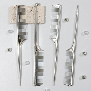 Sisir rambut tikus plastik Logo kustom sisir tata rambut pemisah antistatis perak untuk penata rambut - Product Image 5