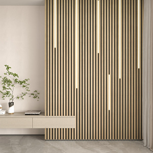 Paneles de Pantalla de Tira de Luz Led de Pared Paneles de Pared Acústicos Insonorizados de Listones de <span class=keywords><strong>Madera</strong></span> Chapa de Tablero MDF de <span class=keywords><strong>Madera</strong></span> - Product Image 3