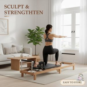CZFIT Y005 Reformer de Pilates Plegable de Roble Macizo para Gimnasio en Casa - Portátil, Duradero, Certificado CE, Resortes Ajustables, Salud y Fisicoculturismo - Product Image 4