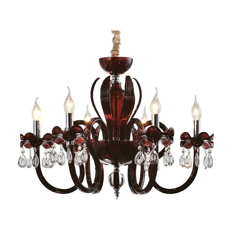 Moderne Huis Decoratieve Verlichting Wijn Rode Murano Glas Kristallen Kroonluchter RM8811-8
