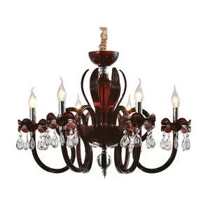 Moderne Home Dekorative Beleuchtung Wein Rot Murano Glas Kristall Kronleuchter RM8811-8