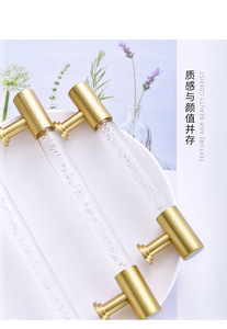 Poignée de porte de placard en cuivre pur, poignée longue en cristal acrylique simple, nouveau style chinois - Product Image 6