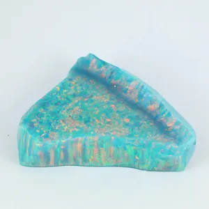 Jelly Opal Lab created grown synthetic opal rough block slab inlay wood carving crushed resin pendant jewelry