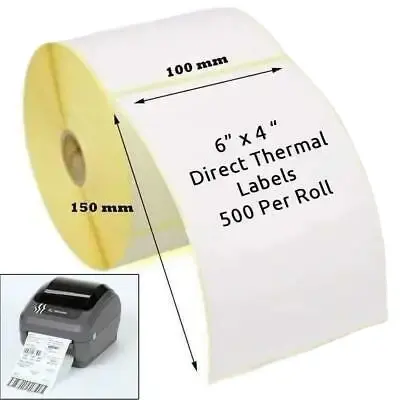 Zelfklevende Stickers Rol Directe Thermische 4X6Inch Labels 100X150Mm 300 350 500 Stuks Verzendlabels Thermische Printer