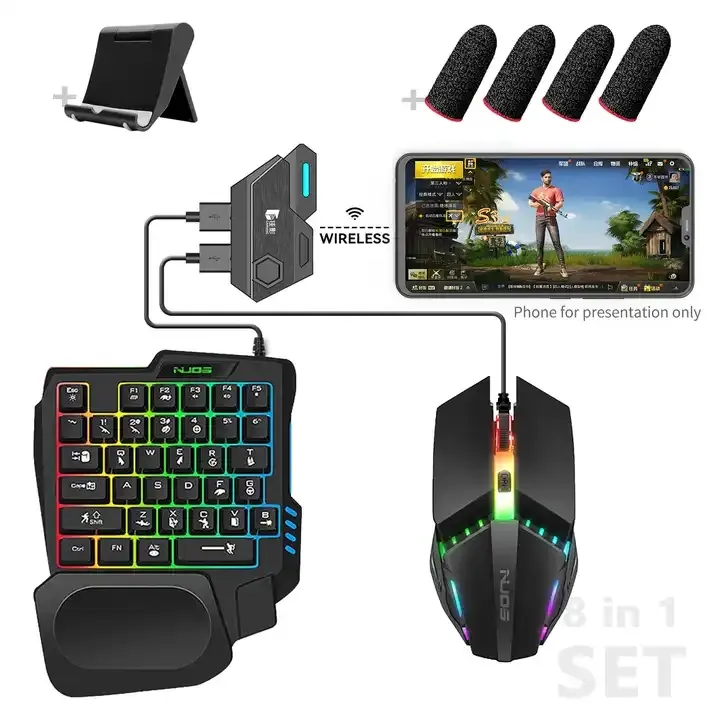 Konverter keyboard dan mouse gaming, kontroler seluler 5 dalam 1, konverter keyboard dan mouse Gaming, kontroler seluler PUBG, periferal game ponsel
