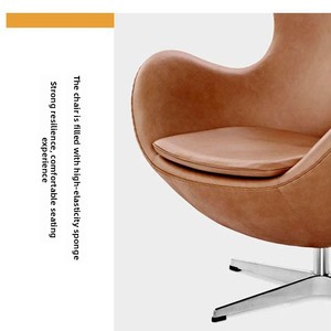 Poltrona a Uovo in Pelle PU Stile Nordico <span class=keywords><strong>con</strong></span> <span class=keywords><strong>Gambe</strong></span> in Acciaio Inox e Regolazione Meccanica - Arredamento per Soggiorno - Product Image 4