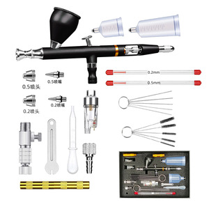 Ensemble d'aérographes avec buses de 0,2 à 0,5 mm, alimentation par gravité, double action, pression réglable, pour art, maquillage, artisanat du cuir, retouche et peinture - Product Image 1