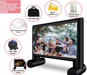 Màn hình bơm hơi 15ft Màn hình phim ngoài trời với Máy thổi khí phía trước và chiếu phía sau cho phim ngoài trời đêm sân sau hồ bơi vui vẻ - Product Image 5